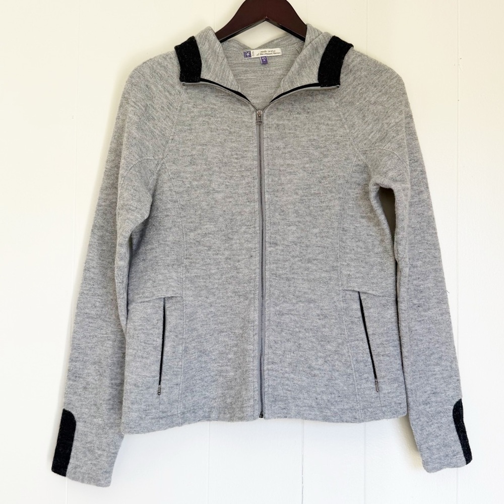 IBEX Merino Wool Blend Full Zip Hoodie Light Gray Medium